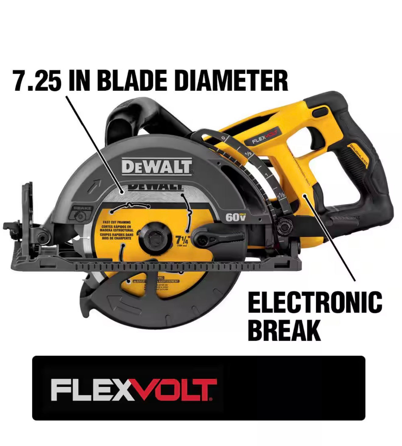 DEWALT 7 1/4” FLEXVOLT Circular Saw with Brake (DCS577B) (Only Tool)